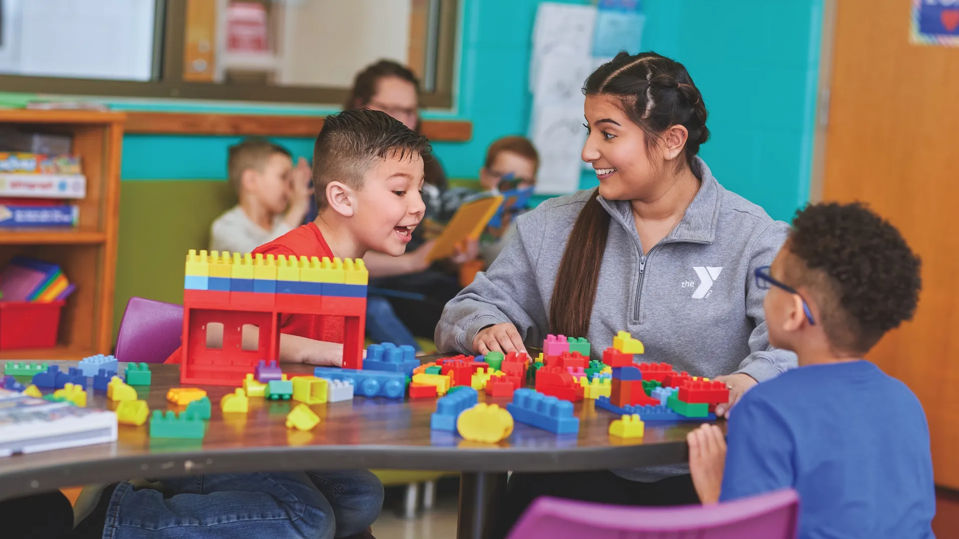 Kids and staff at YMCA after school program