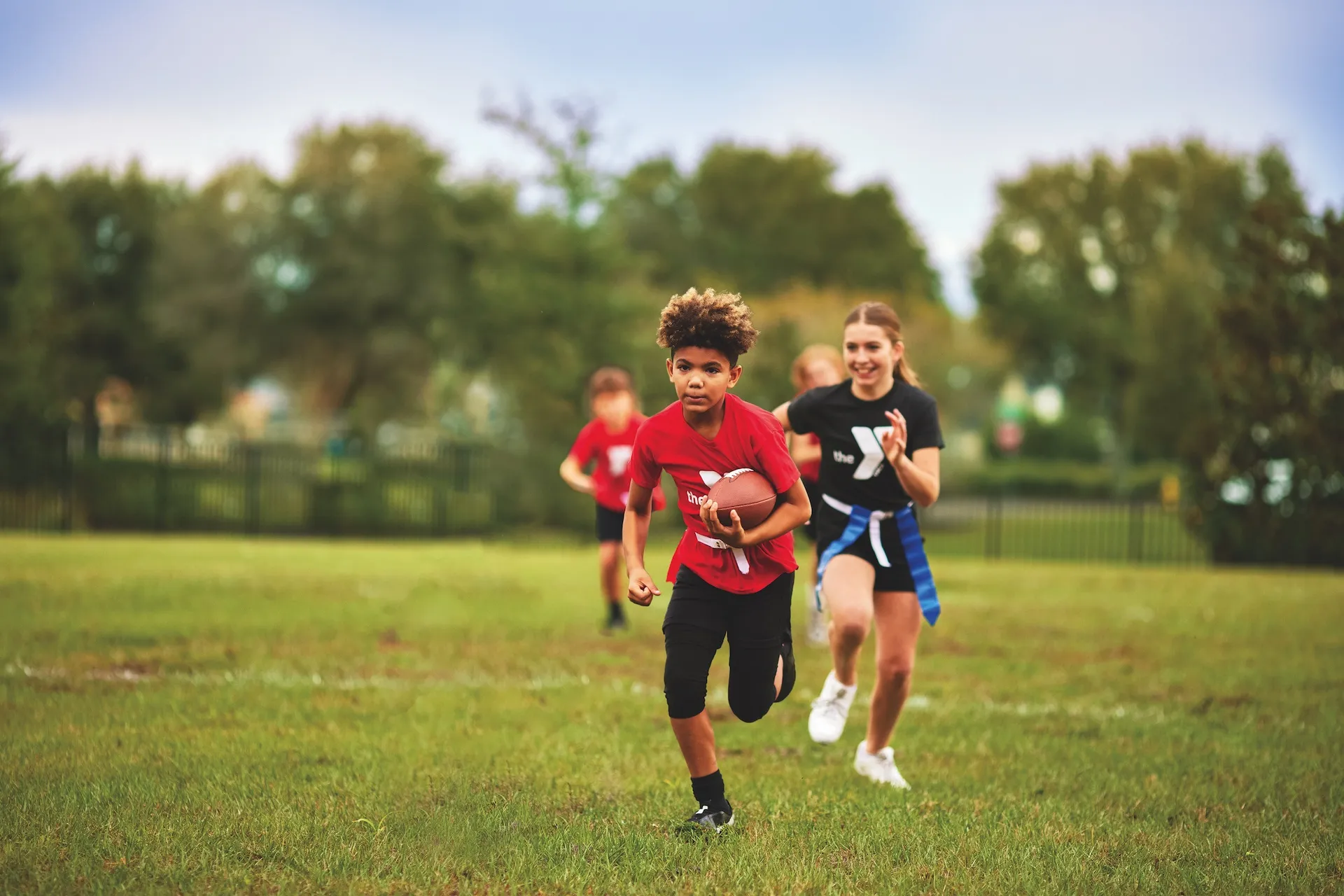 Kids Playing YMCA Flag Football