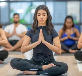 Woman doing yoga at the Y