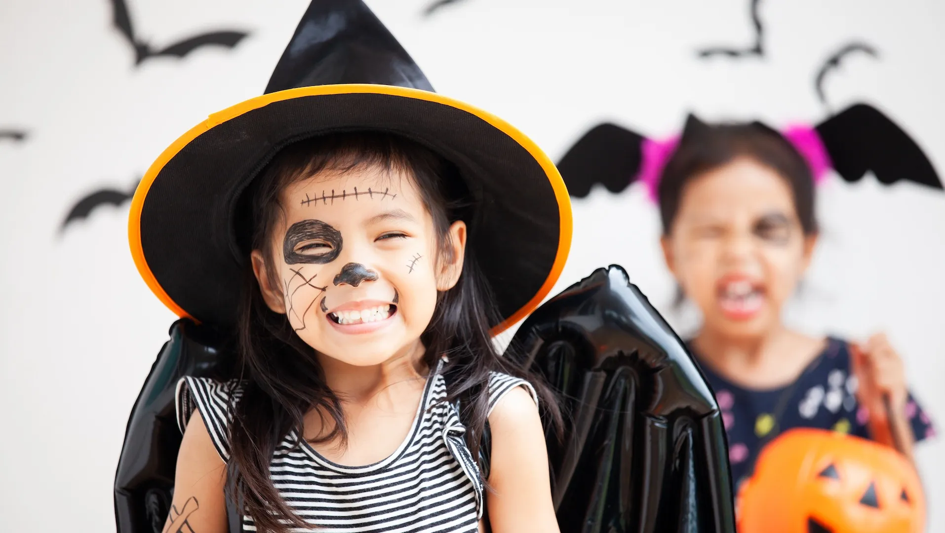 Smiling kids on Halloween